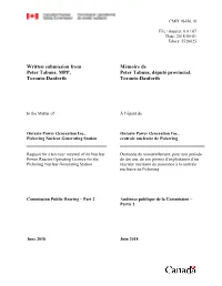 Written Submission from Peter Tabuns, MPP, Toronto-Danforth