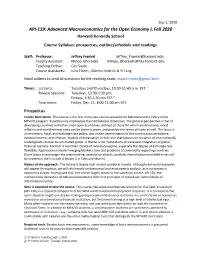 API-119: Advanced Macroeconomics for the Open Economy I, Fall 2020