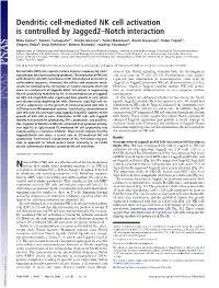 Dendritic Cell-Mediated NK Cell Activation Is Controlled by Jagged2–Notch Interaction