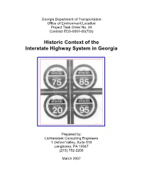 Historic Context of the Interstate Highway System in Georgia