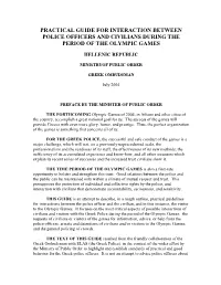 Practical Guide for Interaction Between Police Officers and Civilians During the Period of the Olympic Games