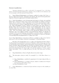 Statement of Qualifications Statement Submitted in Accordance
