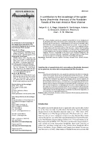 (Arachnida: Araneae) of the Floodplain Forests of the Main Amazon River Channel