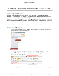 Contact Groups in Microsoft Outlook 2010