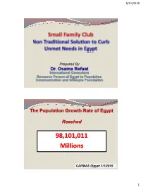 Egypt Experience to Reduce Unmet Needs for Family Planning
