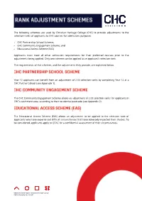 The Following Schemes Are Used by Christian Heritage College (CHC) to Provide Adjustments to the Selection Ranks of Applicants T