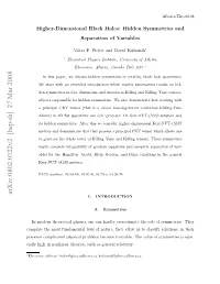 Higher-Dimensional Black Holes: Hidden Symmetries and Separation