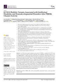 KCNK18 Biallelic Variants Associated with Intellectual Disability and Neurodevelopmental Disorders Alter TRESK Channel Activity
