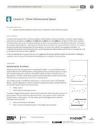 Lesson 5: Three-Dimensional Space