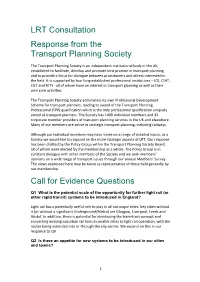 LRT Consultation Response from the Transport Planning Society Call For