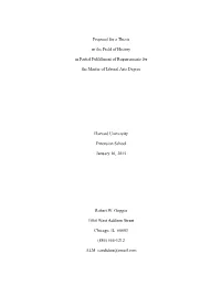 Proposal for a Thesis in the Field of History in Partial Fulfillment Of