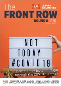The FRONT ROW ROUND 9 2020 VOLUME 1 · ISSUE 7