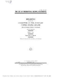 The Use of Presidential Signing Statements Hearing