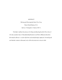 ABSTRACT Writing and Directing the Short Film, Stray Brynn David