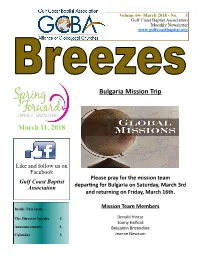 Bulgaria Mission Trip March 11, 2018