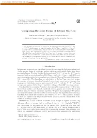 Computing Rational Forms of Integer Matrices
