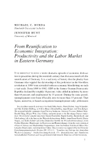 From Reunification to Economic Integration