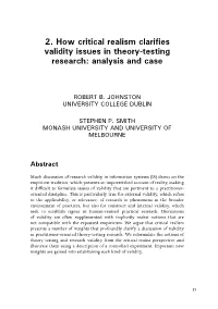 How Critical Realism Clarifies Validity Issues in Theory-Testing Research: Analysis and Case