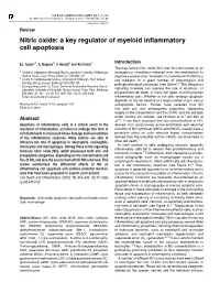 Nitric Oxide: a Key Regulator of Myeloid Inﬂammatory Cell Apoptosis
