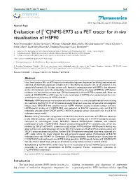 NMS-E973 As a PET Tracer for in Vivo Visualisation of HSP90