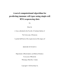 A Novel Computational Algorithm for Predicting Immune Cell Types Using Single-Cell RNA Sequencing Data