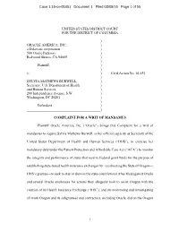Complaint for Writ of Mandamus, to Which This Declaration Is Exhibit 4,)