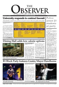 Dining Hall Adds Low Calorie Options B1 Block Party Features Guster