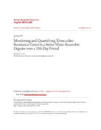 Monitoring and Quantifying Tetracycline Resistance Genes in a Swine Waste Anaerobic Digester Over a 100-Day Period
