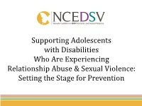 Supporting Adolescents with Disabilities Who Are Experiencing
