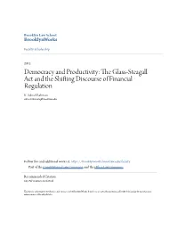 The Glass-Steagall Act and the Shifting Discourse of Financial Regulation K