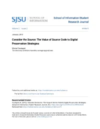The Value of Source Code to Digital Preservation Strategies