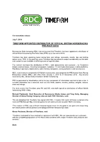 Timeform Appointed Distributor of Official British Horseracing Pre-Race Data