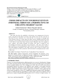 Crisis Impacts on Tourism Events in Indonesia Through a Perspective of Creating Shared Values