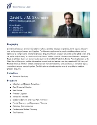 David L.J.M. Skidmore Partner | Dskidmore@Wnj.Com