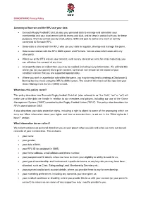 EXMOUTH RFC Privacy Policy