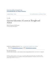 Gaetano Salvemini: a Lesson in Thought and Action Michael Christopher Diclemente University of Massachusetts Boston