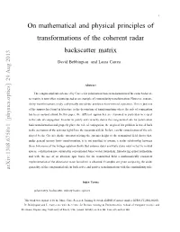 On Mathematical and Physical Principles of Transformations