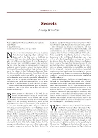 Secrets Jeremy Bernstein