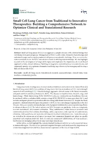 Small Cell Lung Cancer from Traditional to Innovative Therapeutics: Building a Comprehensive Network to Optimize Clinical and Translational Research