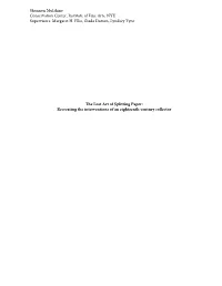 The Lost Art of Splitting Paper: Recreating the Interventions of an Eighteenth-Century Collector Mulshine, ANAGPIC 2017, 1