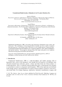 Translational Bioinformatics: Biobanks in the Precision Medicine Era