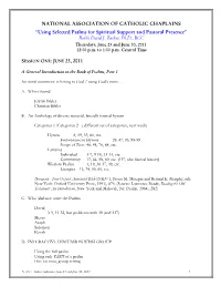 Using Selected Psalms for Spiritual Support and Pastoral Presence” Rabbi David J