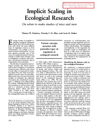 Implicit Scaling in Ecological Research on When to Make Studies of Mice and Men