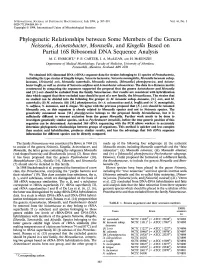 Neisseria Acinetobacter, Moraxella ? and Kingella Based on Partial 16S Ribosomal DNA Sequence Analysis4