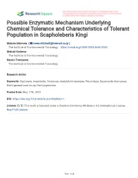 Possible Enzymatic Mechanism Underlying Chemical Tolerance and Characteristics of Tolerant Population in Scapholeberis Kingi