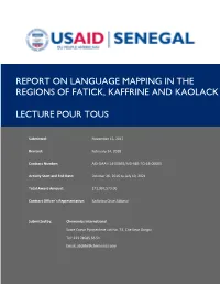 Report on Language Mapping in the Regions of Fatick, Kaffrine and Kaolack Lecture Pour Tous