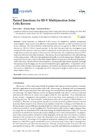 Tunnel Junctions for III-V Multijunction Solar Cells Review