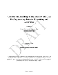 Continuous Auditing in the Shadow of SOX: Re-Engineering Interim Reporting and Assurance