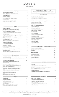 Copy of ALICE's MENU