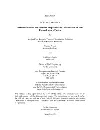 Determination of Ash Mixture Properties and Construction of Test Embankment - Part A